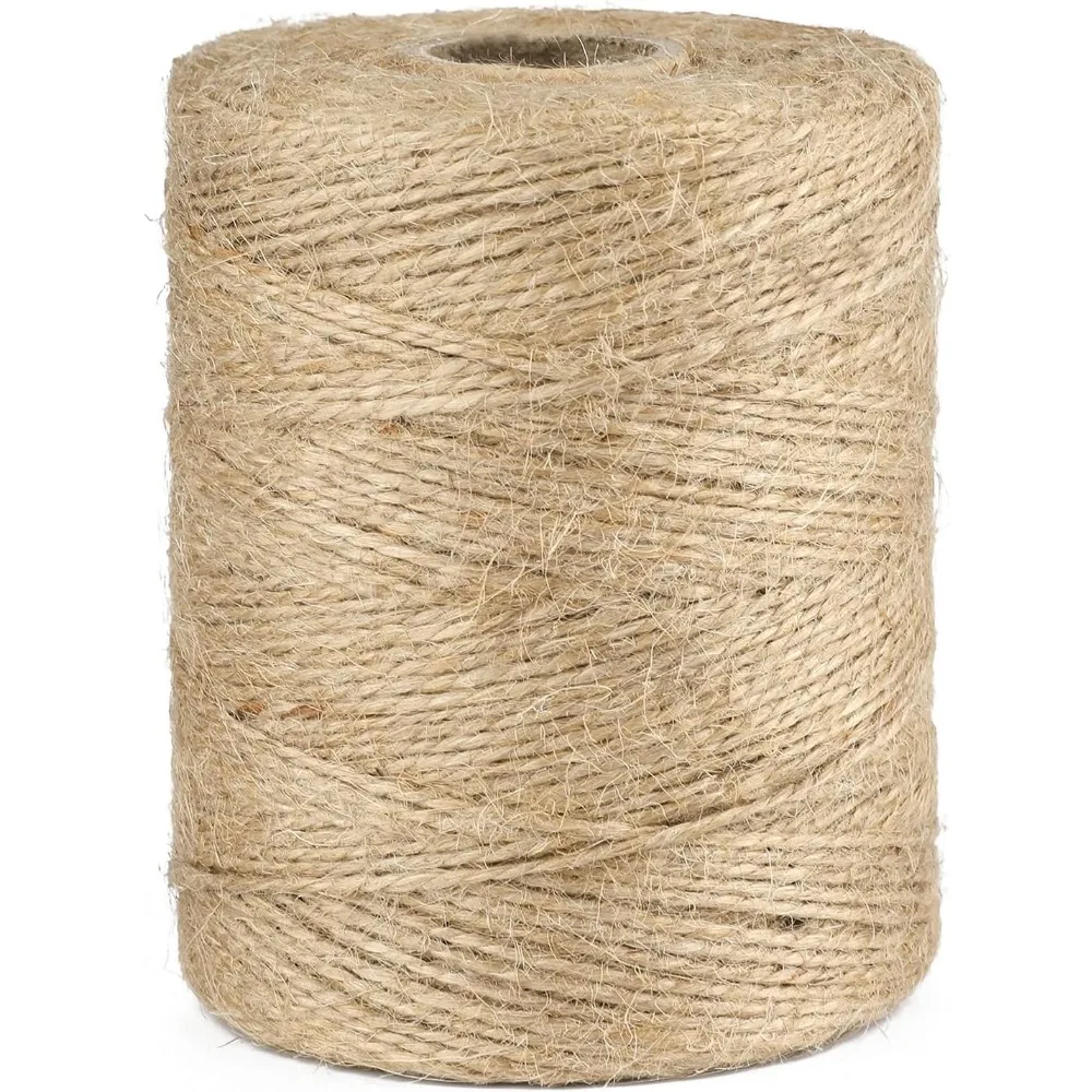 Natural Jute Twine String 656 Feet 2mm - Ideal for Crafts, Gift Wrapping, and Home Decor