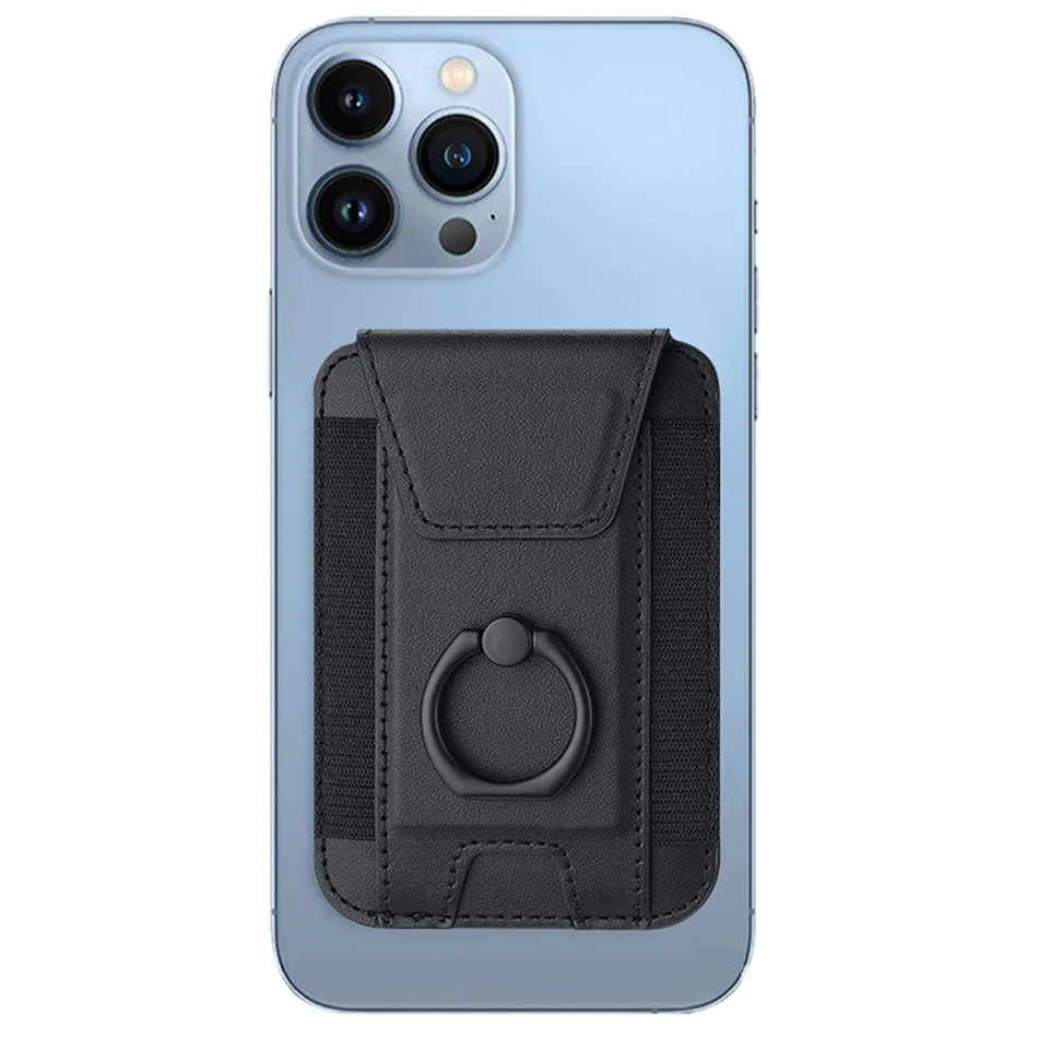 Magsafe Phone Wallet Card Holder with Ring Stand Flap Cover Pu Leather Wallet Magnetic Phone Case for Iphone 12 13 14 15 16 Pro
