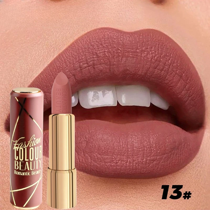 12 Colors Velvet Matte Lipstick Transfer Proof Long Lasting Waterproof Formula Low Saturation for Everyday Natural Makeup Look