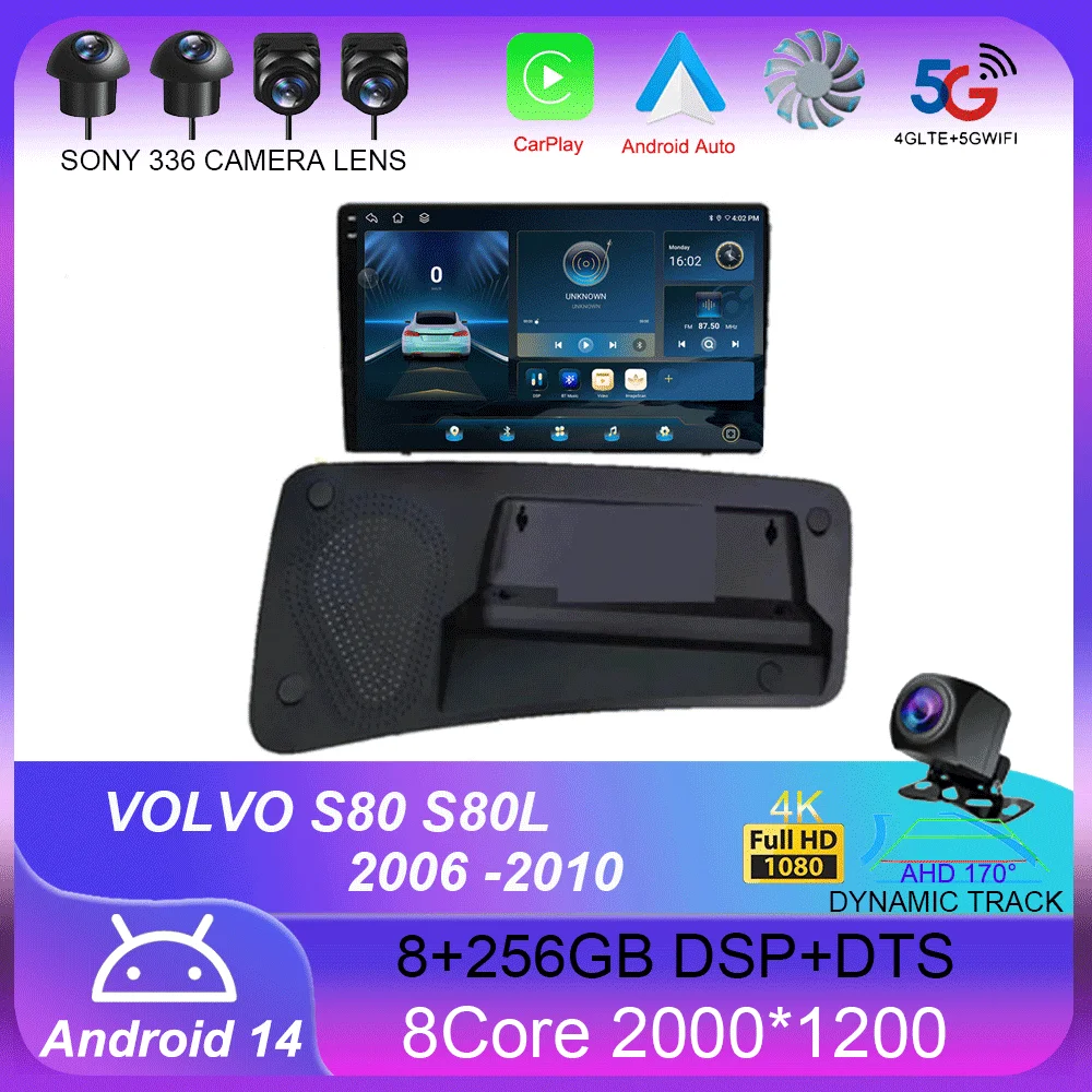 

Android 14 Carplay Auto For VOLVO S80 S80L 2006 2007 2008 2009 2010 GPS Autoradio Multimedia Player Navigation Stereo WIFI+4G BT