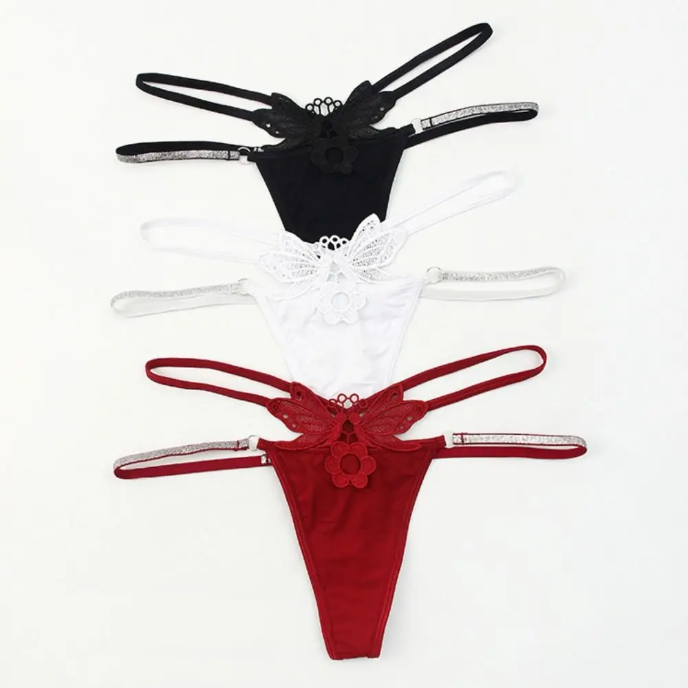 Breathable Elastic Sexy Hollow Out Thongs Y2k Cotton Crotch Sexy G Strings Low-Waist Briefs Underpants Ice Silk Panties Female