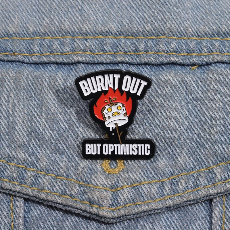 Burnt Out But Optimistic Enamel Pin Custom Cartoon Candle Flames Brooch Lapel Badge Jewelry Decorative Accessories For Friends