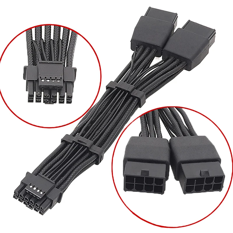 Brand New 16AWG Embossed Line Cable RTX4090 RTX4080 12VHPWR 16P(12+4) To 2x8Pin 90 Degree Elbow Connector Adapter