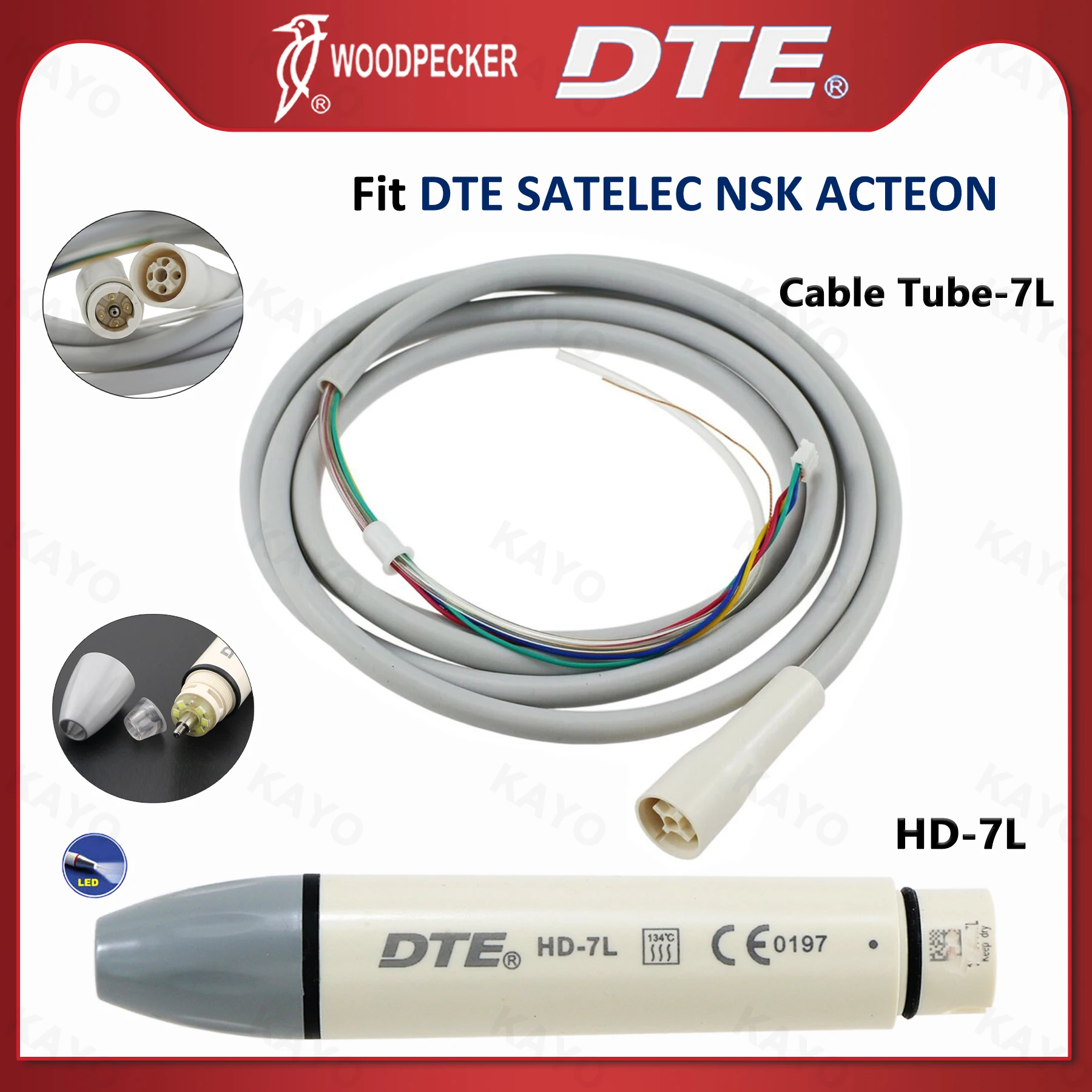 Woodpecker DTE Dental Ultrasonic Scaler Handpiece Ultrasonic Scale Cable With LED Handpiece HD-7L Fit NSK SATELEC ACTEON