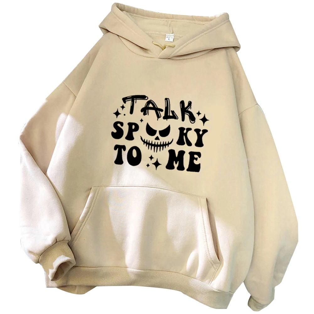 

Talk Spooky To Me 2024 Women and Man Printing Spring and Summer Halloween Spooky Long Sleeve Casual Halloween Party Hoodie