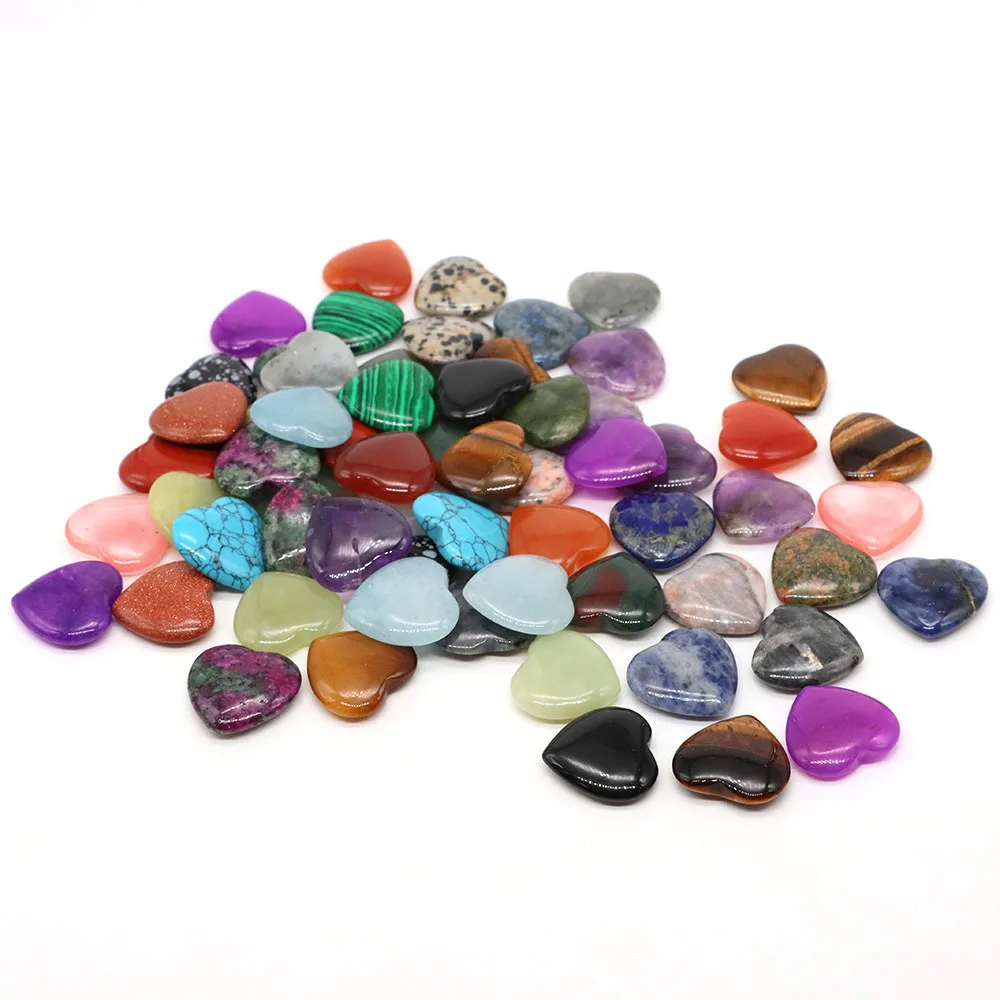 20mm Natural Stone Heart Shape Crystals Amethyst Rose Quartz Agate Reiki Healing Gemstone Love Pocket Gift Home Decoration
