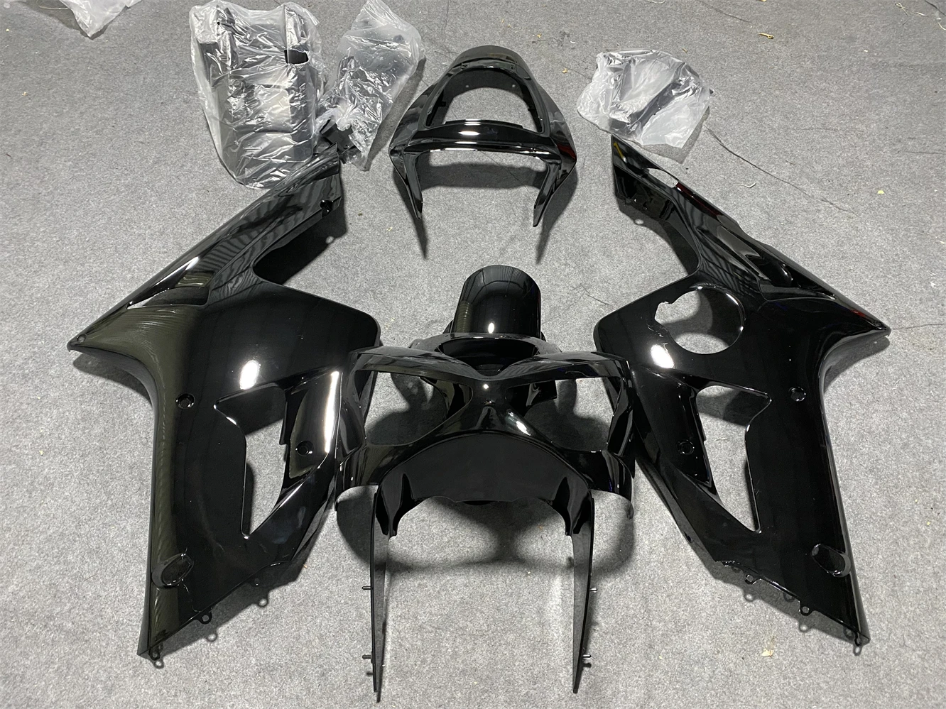 Injection Fairing kits 100% fit for NINJA ZX 6R 2003 2004 fairings zx6r 03 04 all gloss black bodywork sets