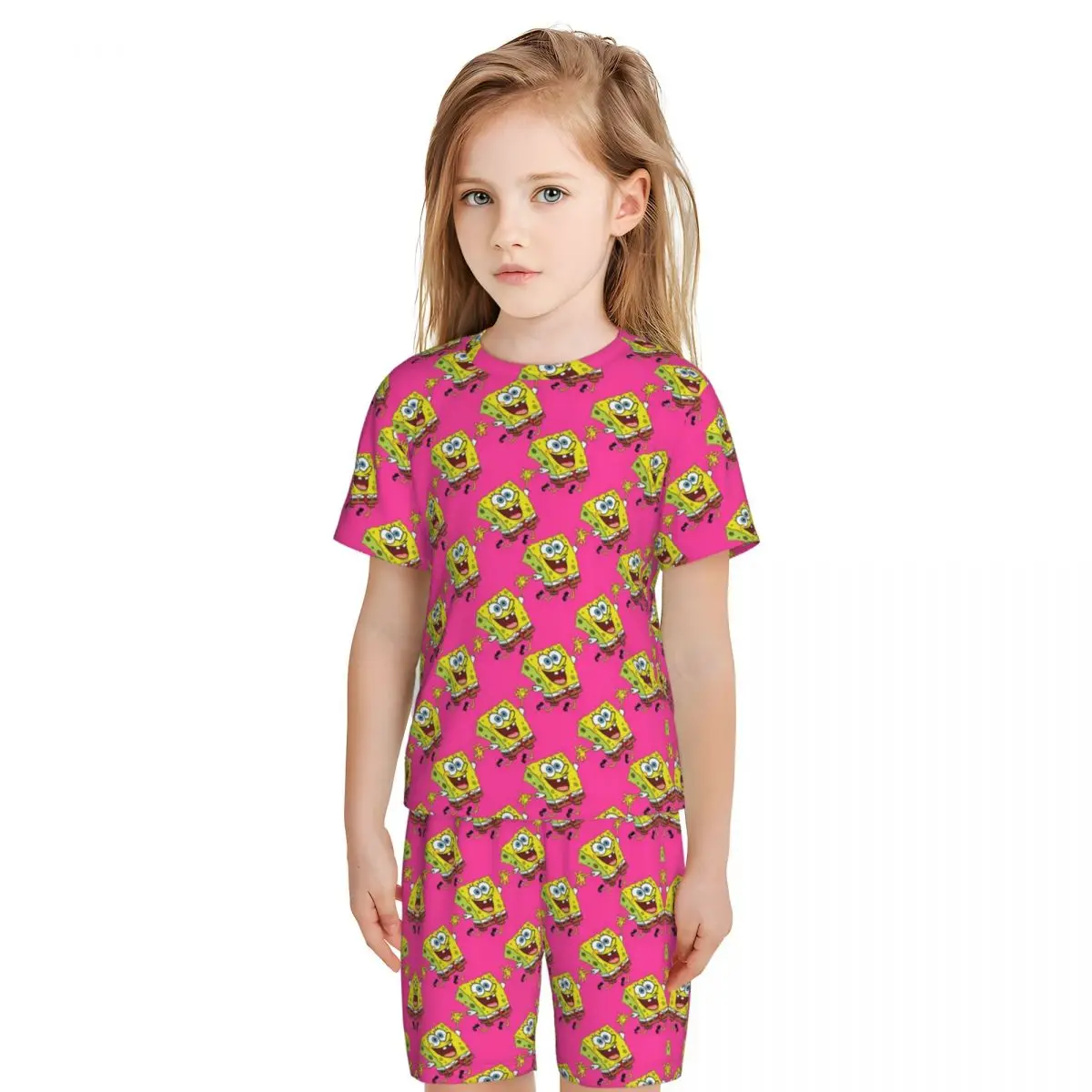 Cute Spongebob Pajamas 2 Pieces Set Western style home clothing for children Loungewear pyjama