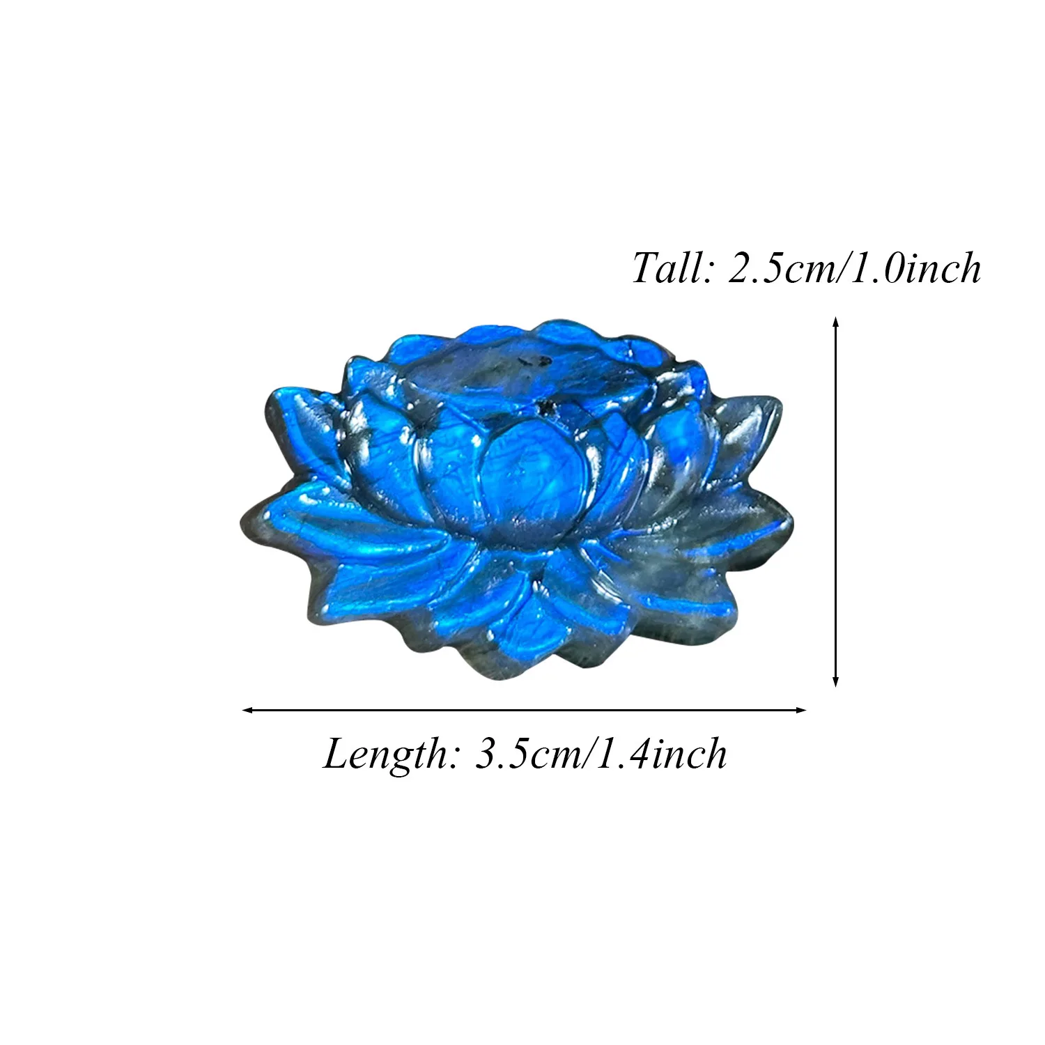 Natural elongated stone original stone crystal carving blue lotus meditative crystal ornament