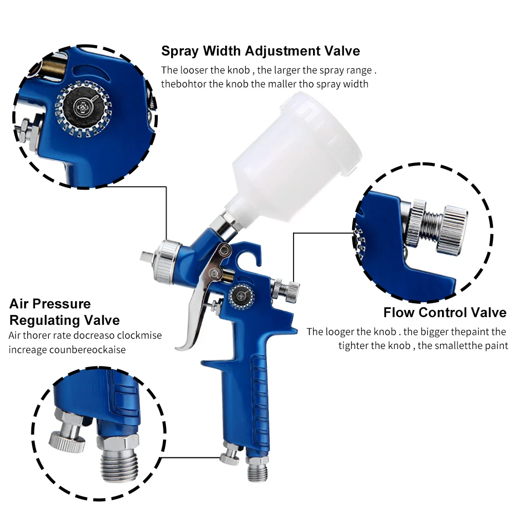 Paint Spray Guns 0.8/1.0mm Nozzles Airbrush 125ml HVLP Professional Pneumatic Paint Spray Gun For Painting Aerograph Cars Tools