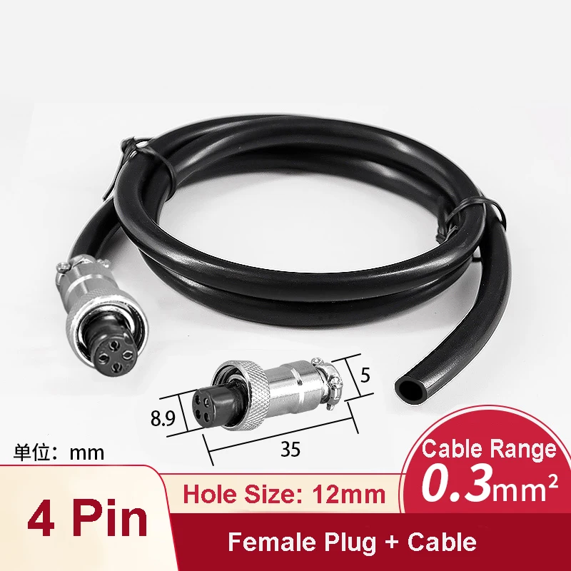 GX12 3m 4m 5m Cable Female Aviation Plug Waterproof M12 Power Signal Connector 2Pin 3Pin 4Pin 5Pin 6Pin 7Pin PVC Wire