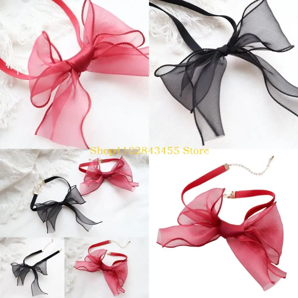 

49mc Bowknot Choker Bow Choker Ожерелье бархатный кольцо лолит колют бабочек