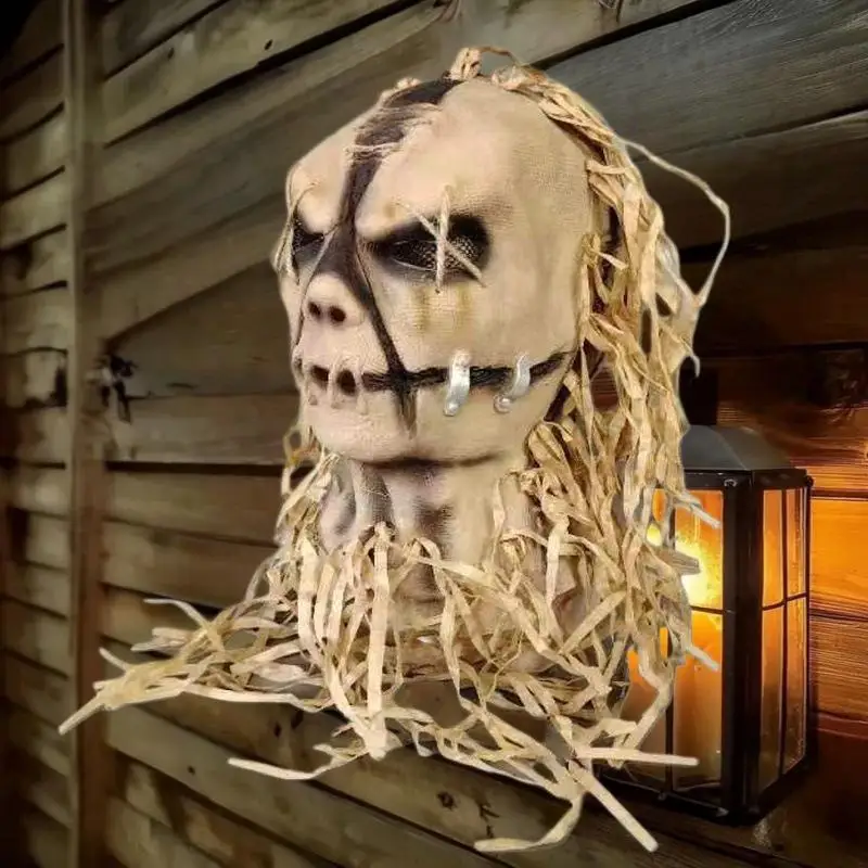 

Whimsical Scarecrow Mask: Horror Halloween Cosplay Hat with Adjustable Straps for Escape Rooms & Party Supplies