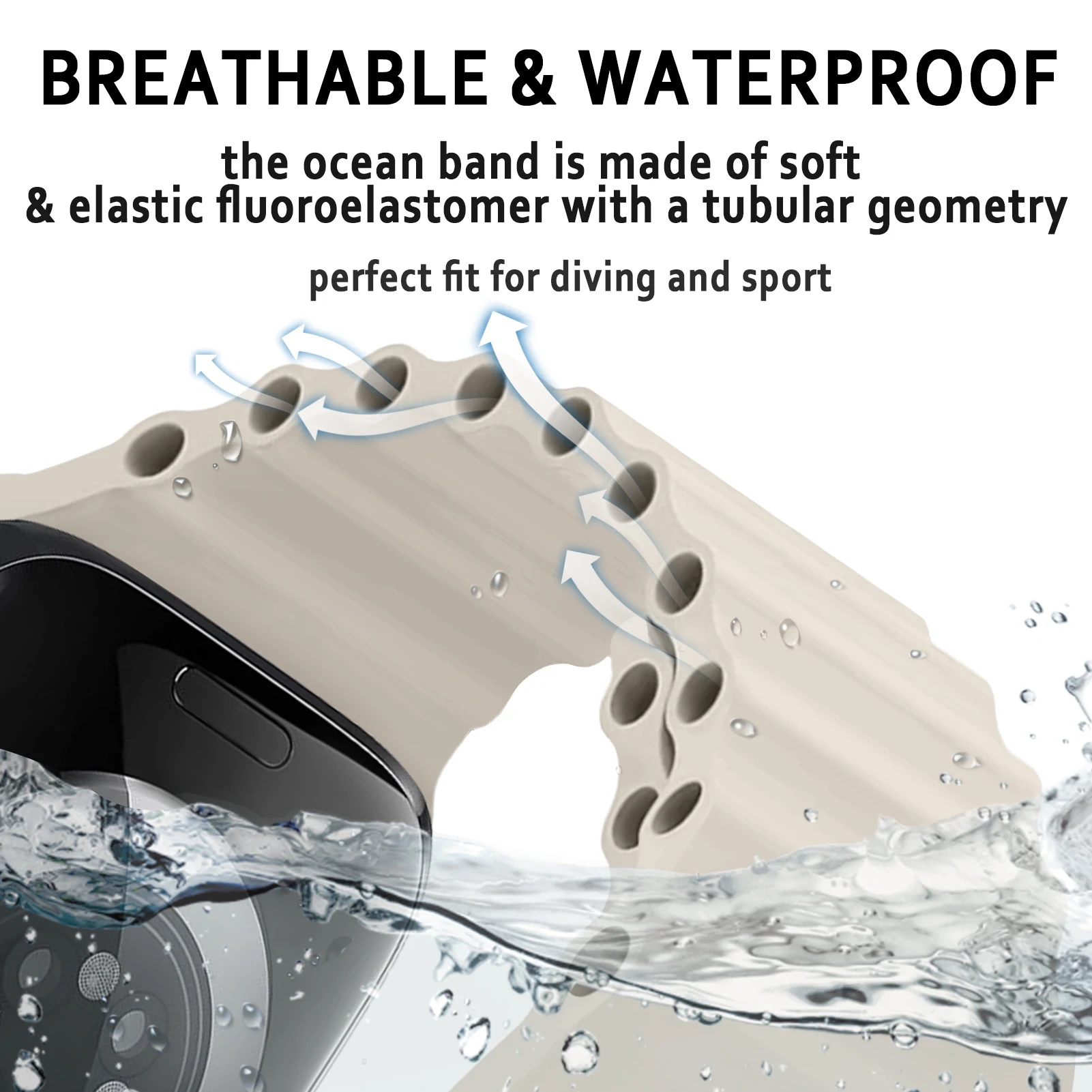 Ocean Band for Apple Watch Band 45mm 44mm 40mm 41mm 42mm 38mm series 7 6 3 se 8 45 mm Silicone bracelet iWatch ultra 49mm Strap