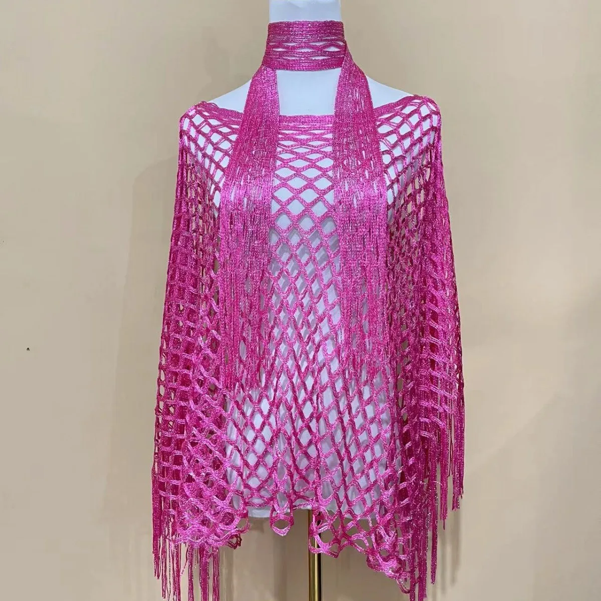 니트 레이스업 판초 멀티웨어 비치 숄 다용도 커버업