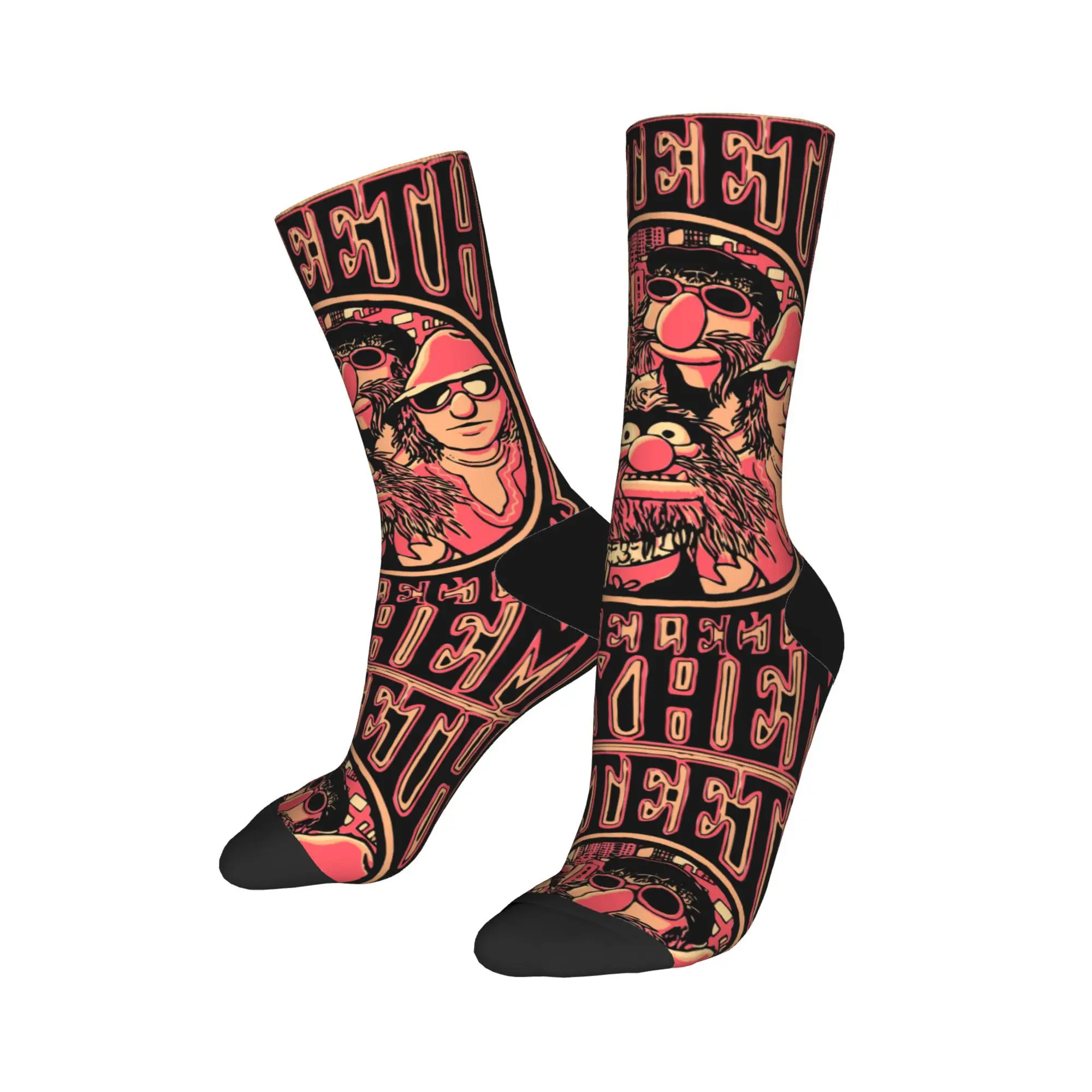 Fashion Dr. Teeth Muppet Show Football Socks Polyester Middle Tube Socks for Unisex Sweat Absorbing