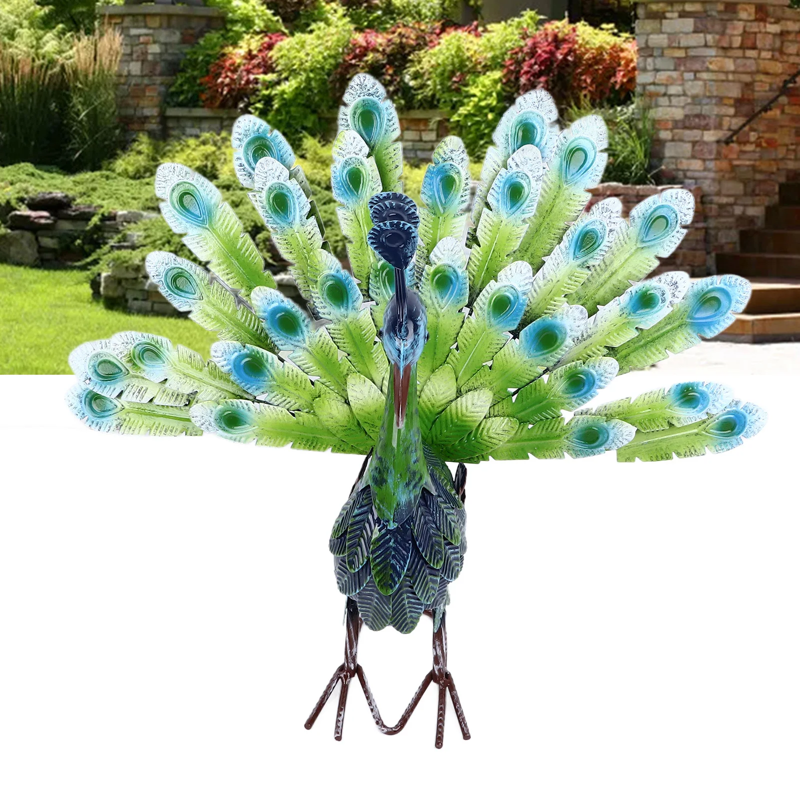 

Metal Peacock Statue Realistic Beautiful Peacock Sculpture Ornament For Outdoor Garden Lawn Decoration