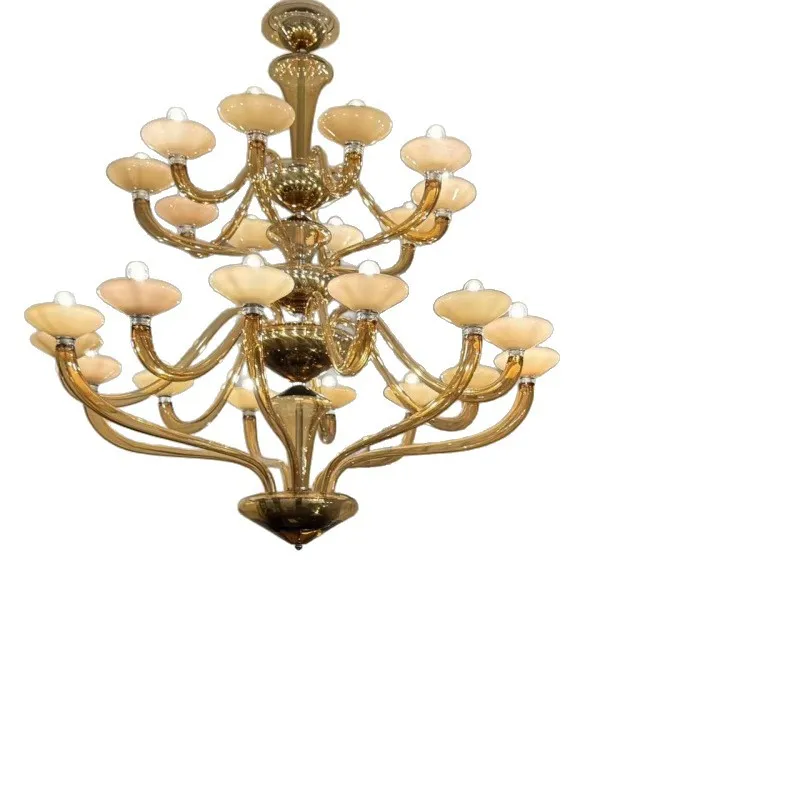 Light luxury crystal chandelier middle floor duplex floor living room crystal lamp