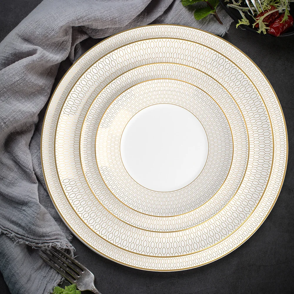 

Simple, Light Luxury and High-end Bone China Plates, Ceramic Round Western Steak and Cake Plates Housewarming Gift