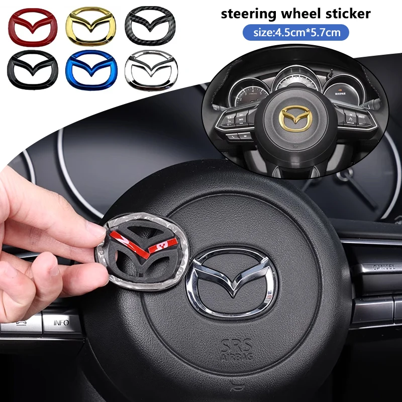 Adesivo emblema central do volante do carro abs para mazda MX-5 2 5 3 6 CX-8 CX-3 CX-5 CX-7 ms RX-8 axela 8 decoração interior