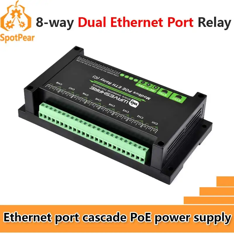 

Промышленное реле Modbus RTU Dual Ethernet RJ45 до 8-канального реле POE ETH (C) PoE Power over Ethernet