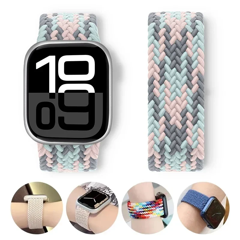 Braided Solo Loop For Apple watch Ultra band 49mm 45mm 46mm 44mm 40mm 42mm correa bracelet iWatch series 10 9 7 SE 8 6 5 4 strap
