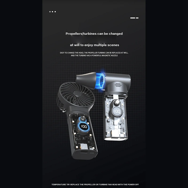 Turbo Jet Fan 110000RPM Handheld Blower Dust Cleaner Brushless Motor Power Bank Multi-Functional Outdoor Emergency Tool