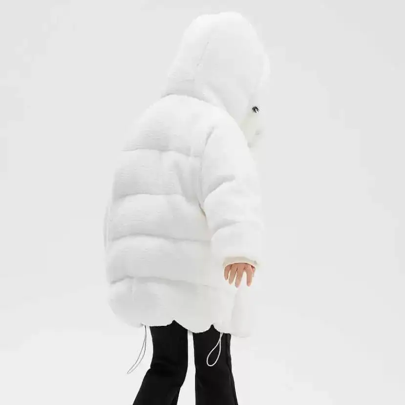 2024 High-End New 90 White Duck Down Children's Down Jacket, Lamb Wool Girls' Winter Thicker Warm Hooded Fur Coat A4214