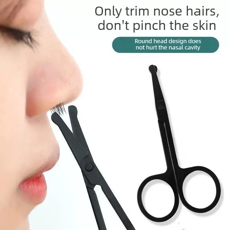 High Quality Hot Selling for Unisex Stainless Steel Black Round Head Safety Nose Hair Clipper(Does Not Harm The Nasal Cavity)