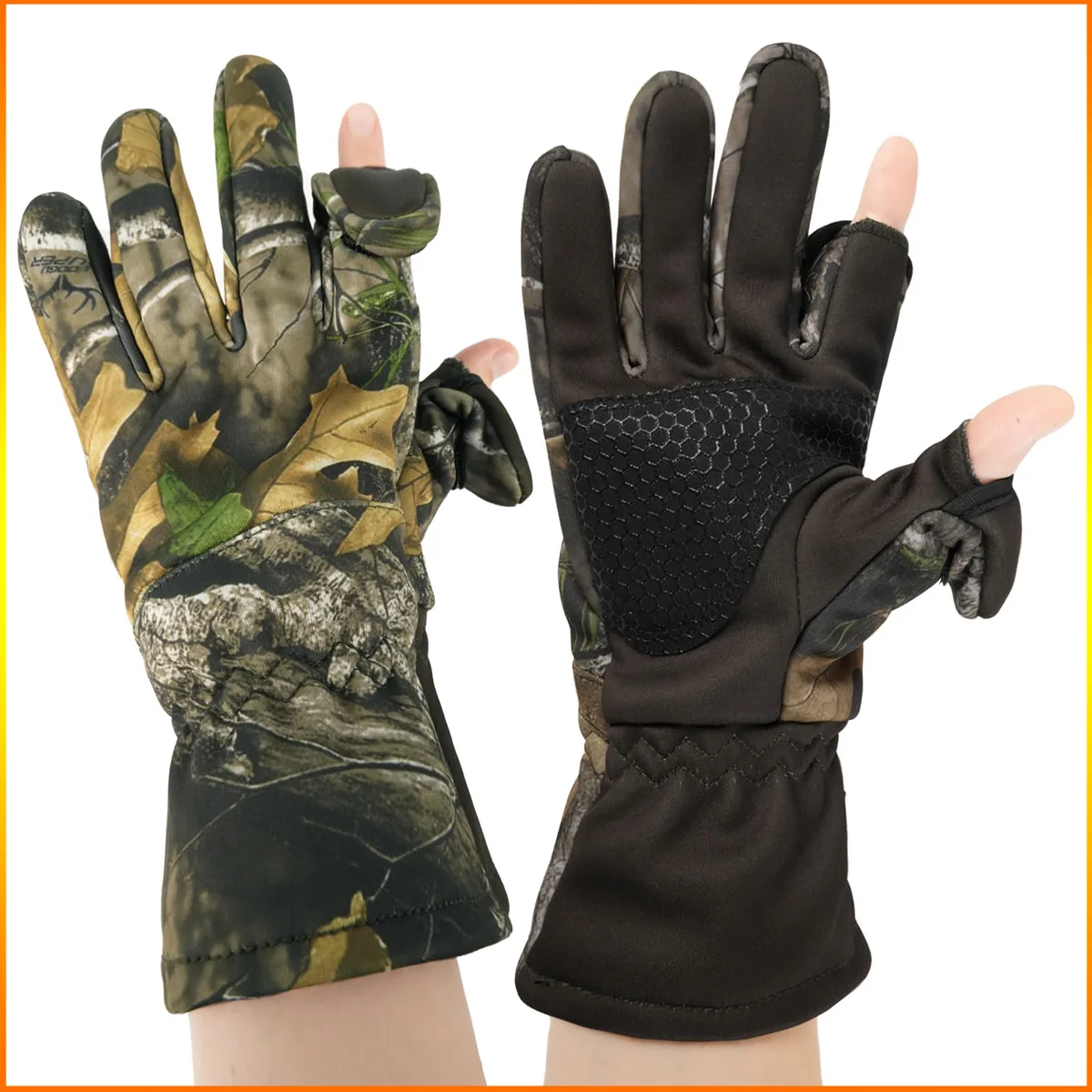 FANDAO Hunting Full Finger/Fingerless Gloves Pro Anti-Slip Insulated Camo Glove Hunting Outdoor Water Resistant for Cold Weather