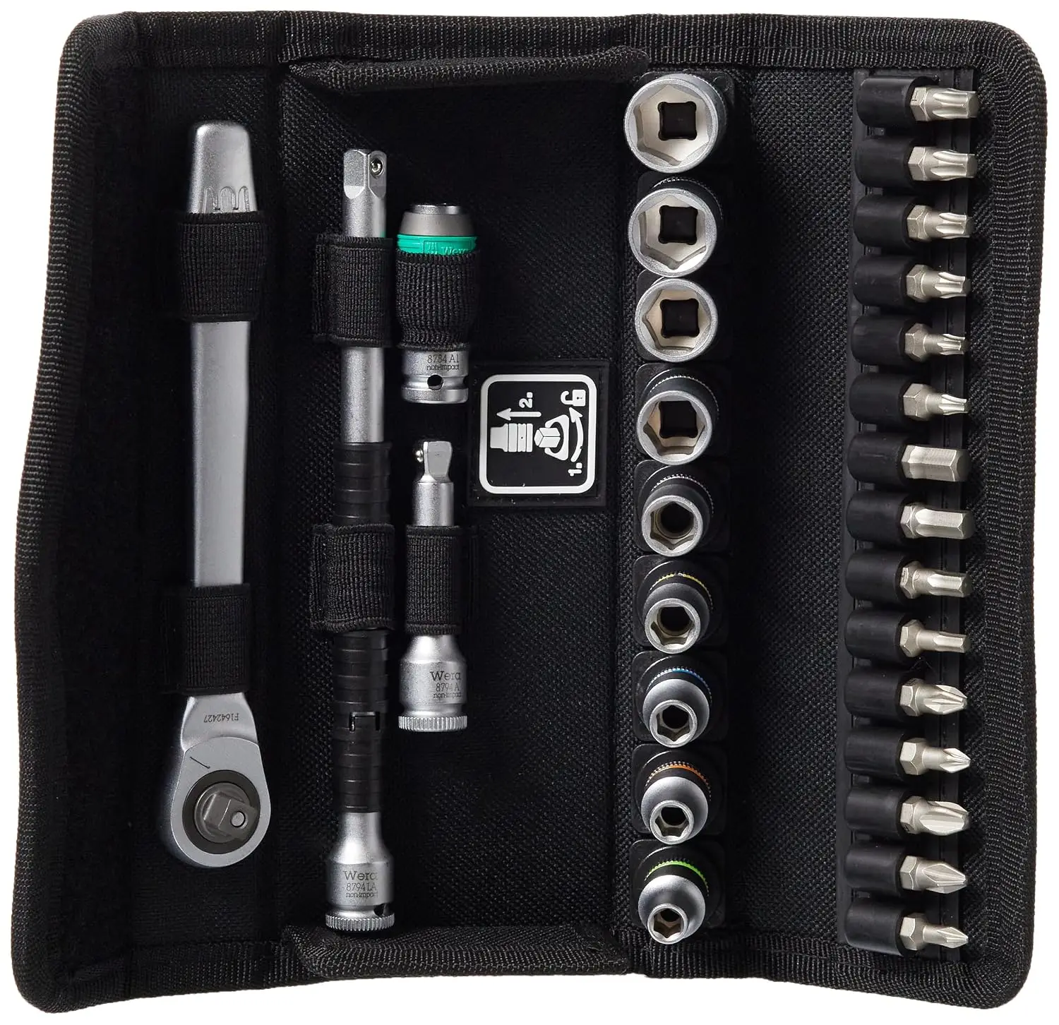 05004018001 8100 SA 8 Zyklop Metric Metal Ratchet Set with Switch Lever, 28 Piece, 1/4