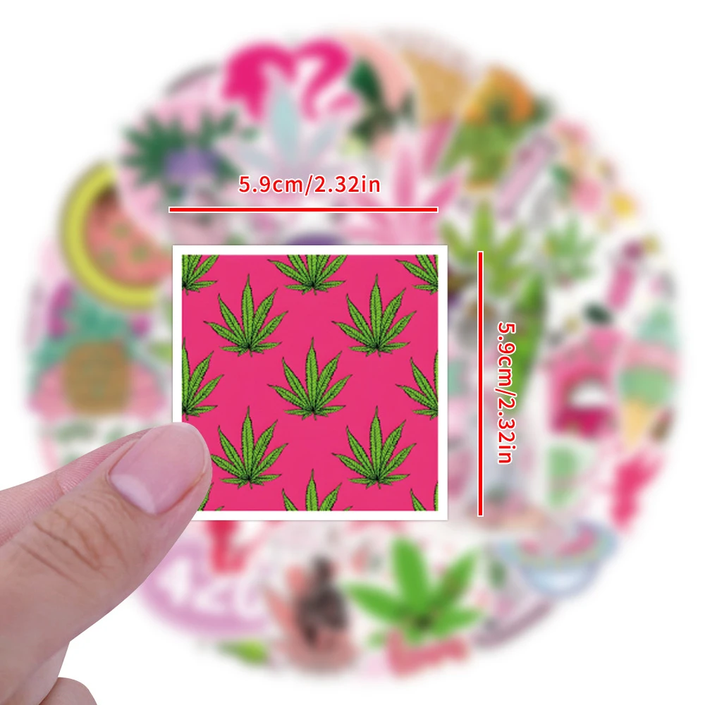 10/30/55/110pcs Divertenti Foglie di Canapa Erbaccia Fumatori Adesivi Cartoon Rosa Graffiti Decorazione Decalcomanie per Bottiglia d'acqua Telefono Notebook