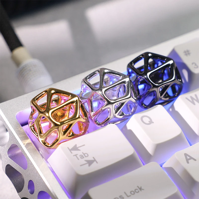

AttackFox Hollow Metal Keycap Holy60 Gh60 Keyboard Caps Black Gold Cell Lattice Esc Custom Keycaps for Mechanical Keyboard Gifts