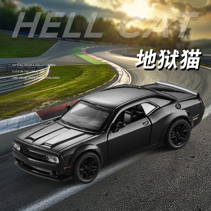 

1:32 Dodge Hellcat Simulation Sound and Light Pull Back Alloy Car Model Toy Gift Diecast Alloy Car Model Collectible