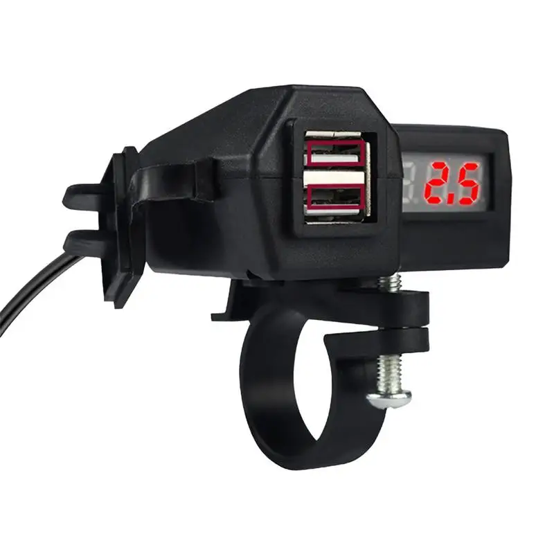 

Motorcycle Phone Charger Double USB Charger Kit With Voltmeter Double USB Quick Charging Motorcycle Accessories For Efficient