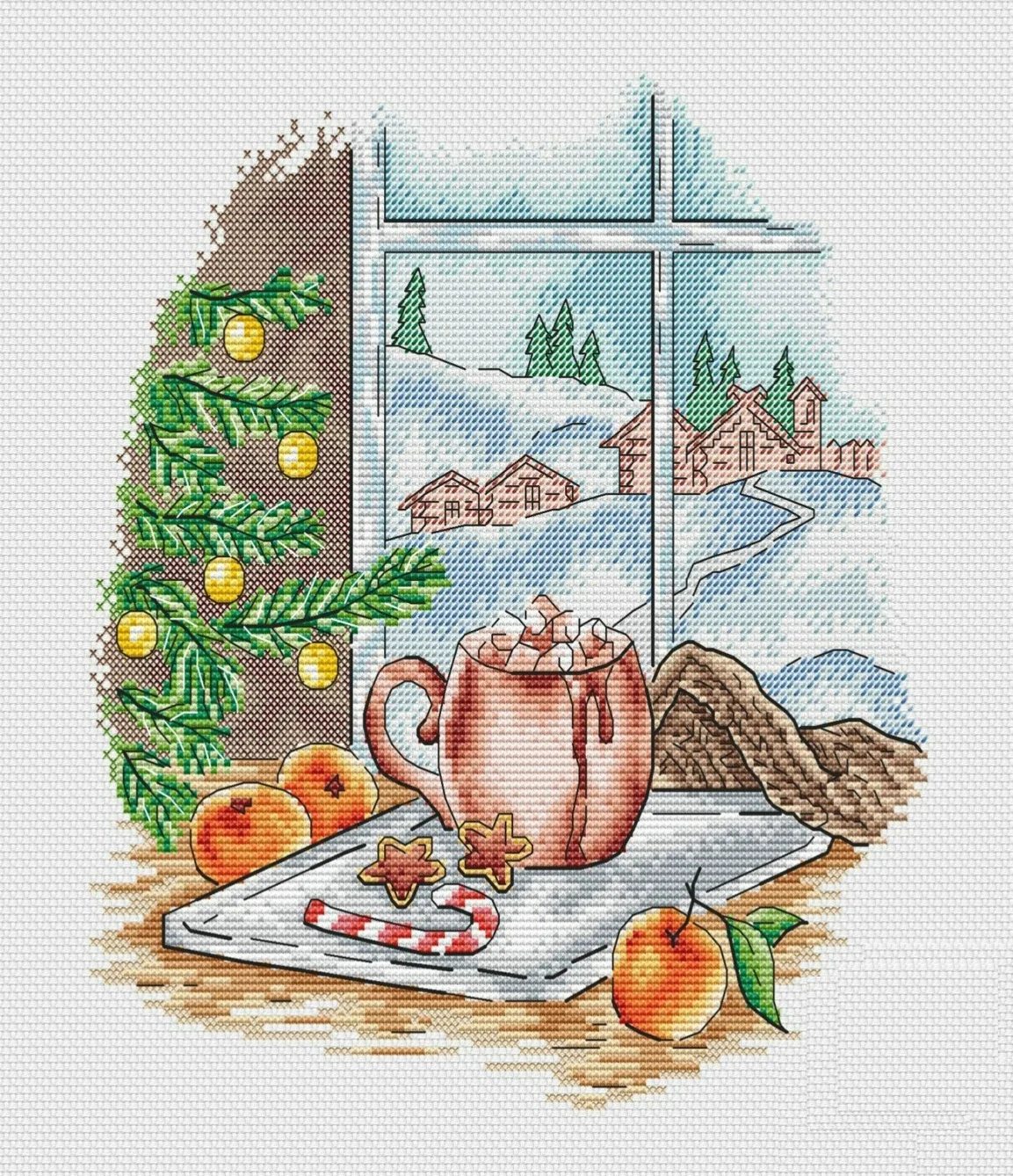 11CT/14CT DIY Embroidery Cross Stitch Kits Craft Needlework Set Canvas Cotton  15-windowsill four seasons, winter 33-34