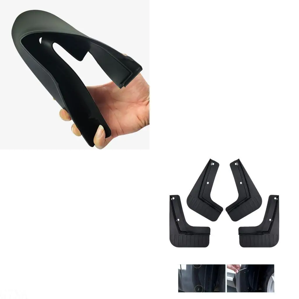 G7NA Vehicle Mud Guards with Pre-Formed Holes, 4-Piece Black Panel Set for Positions