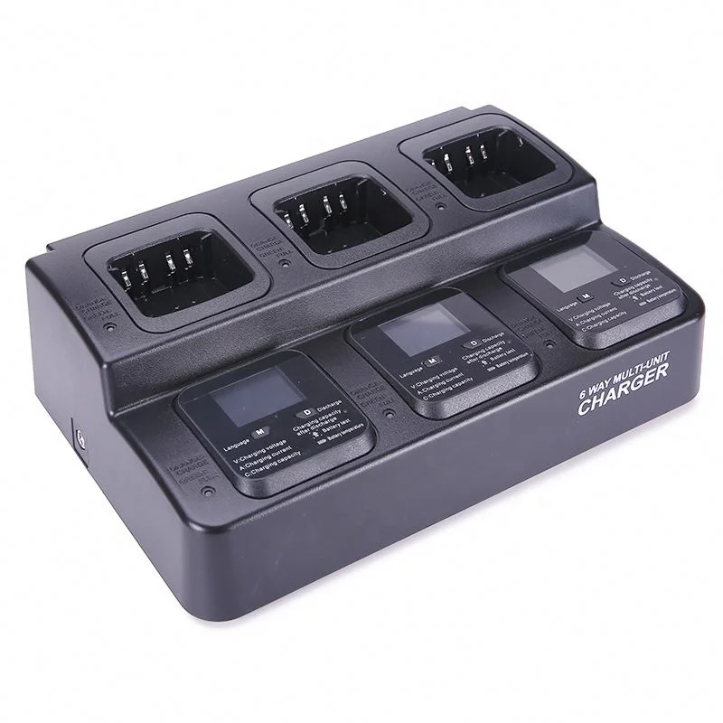 Customizable replaceable slot type 3 way multi unit intelligent walkie talkie battery charger