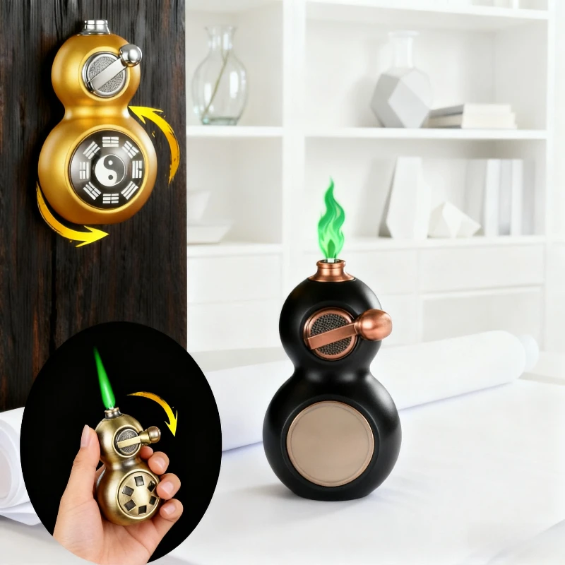 

Portable Metal Lighter: Rocker Arm Pressure Reducing, Windproof Jet Flame, Rotating Turbine Torch, High Flame，Inflatable