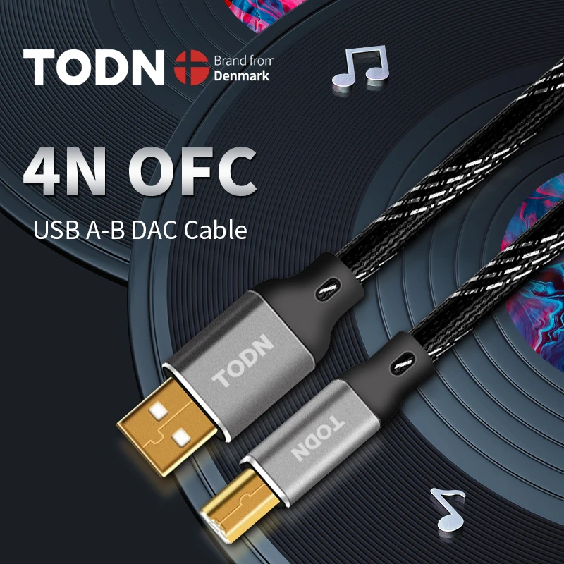 TODN HIFI USB Cable DAC A-B Alpha 4N OFC Digital AB Audio A to B high-end Type A to Type B Hifi Data Cable