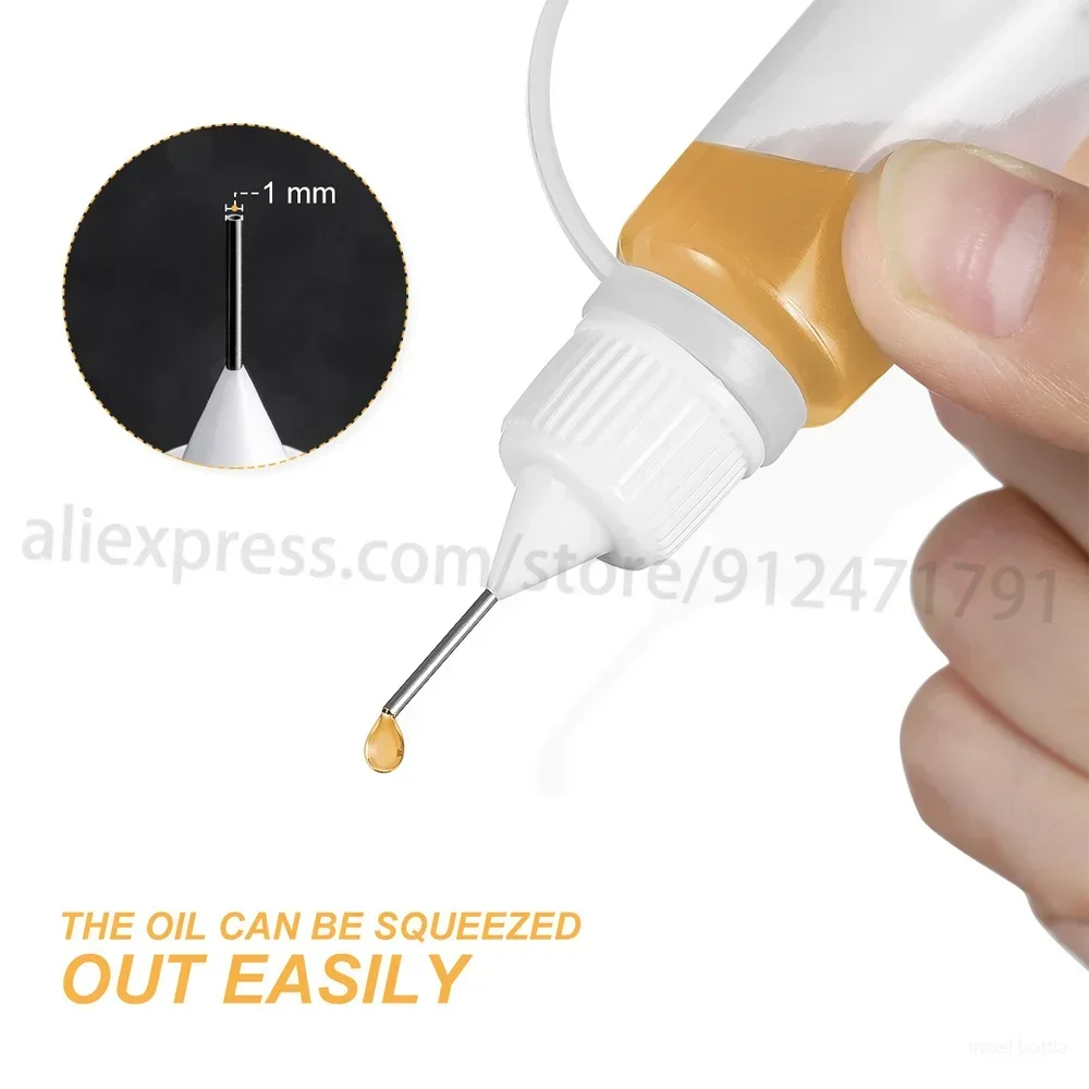 10Pcs 10Ml ขวดพลาสติก Squeezable เข็ม Tip Applicator เติม,ยาวปลายหมวกสำหรับกาว DIY