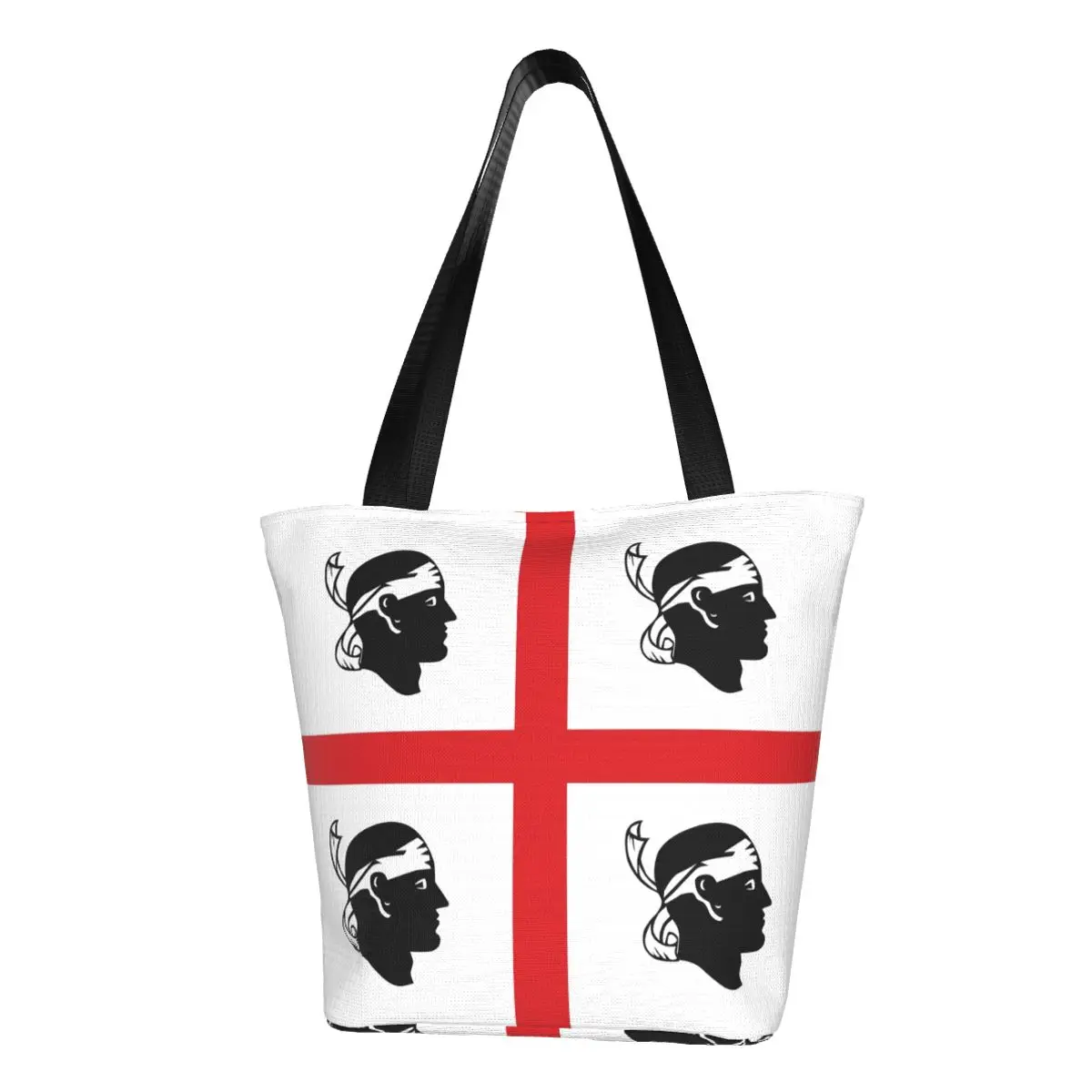 Custom Flag Of Sardinia Shopping Bag Women Shoulder Canvas Recycling Tote Bag Italy Sardegna Four Moors Grocery Shopper Bags