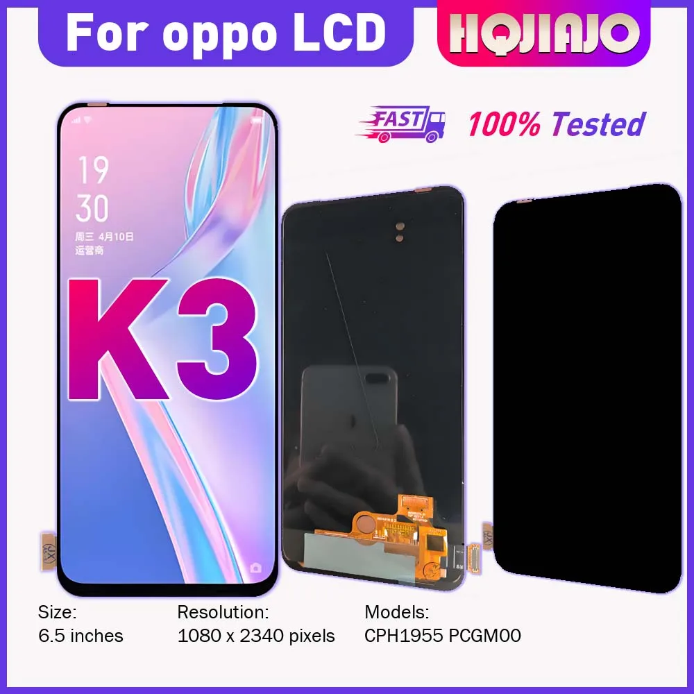 6.5'' OLED Replacement Screen For Oppo K3 LCD Display Touch Digitizer Assembly CPH1955 PCGM00 k3 Smartphone Repair Parts