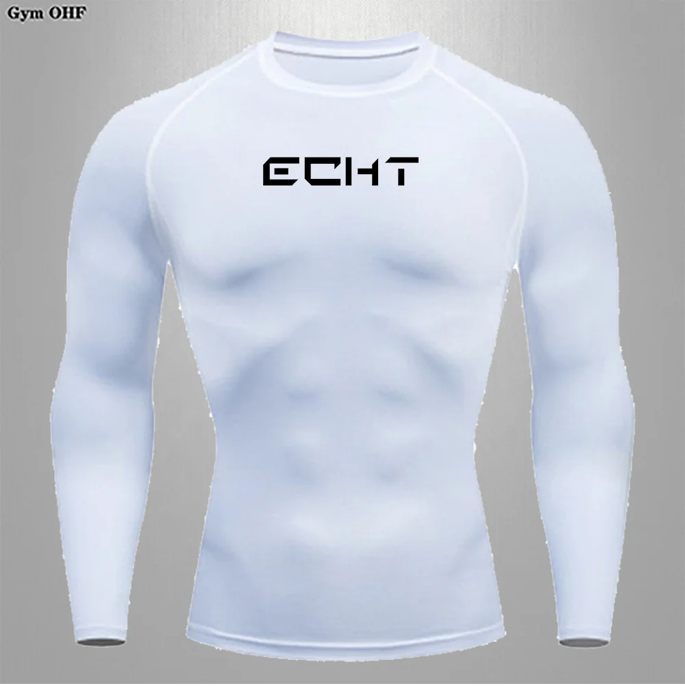 Long Sleeves For Men Tshirts Compression Tight Fitting Clothes Quick Drying Sports Training  Jujitsu Fitness Workout Top Gym