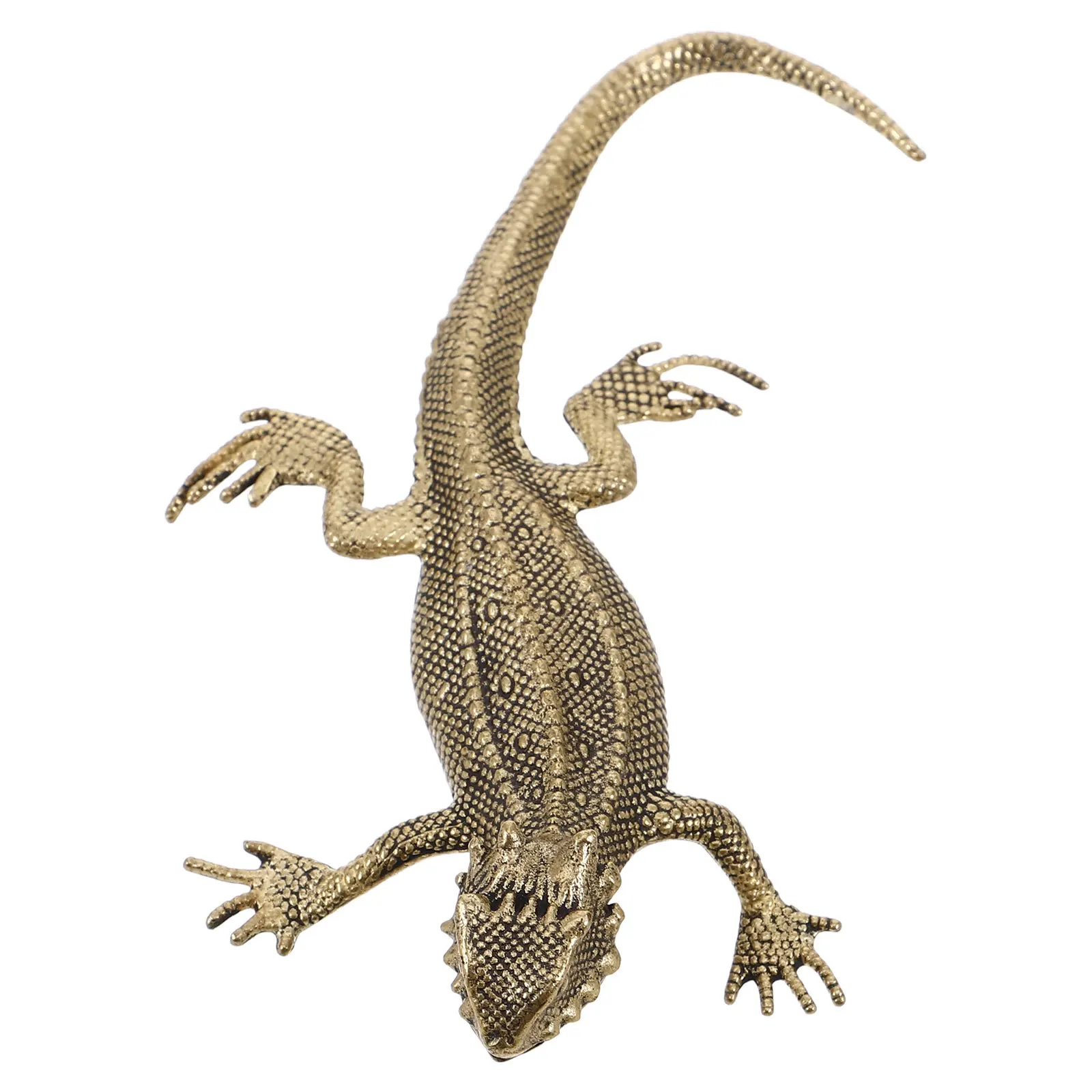 

Retro Brass Lizard Statue Unique Design Intricate Craftsmanship Elegant Tabletop Decoration Desktop Ornament Lizard Figurine
