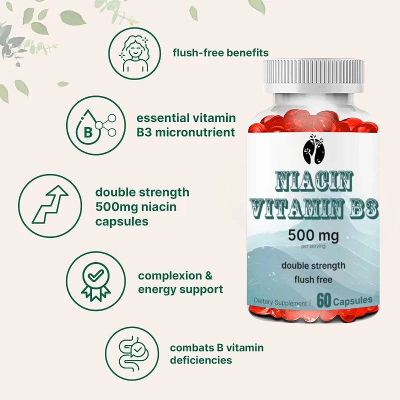 Trace Ingredient Niacin 500mg Per Serving - Skincare Health and Energy Support | Non GMO, Gluten Free  60 Capsule