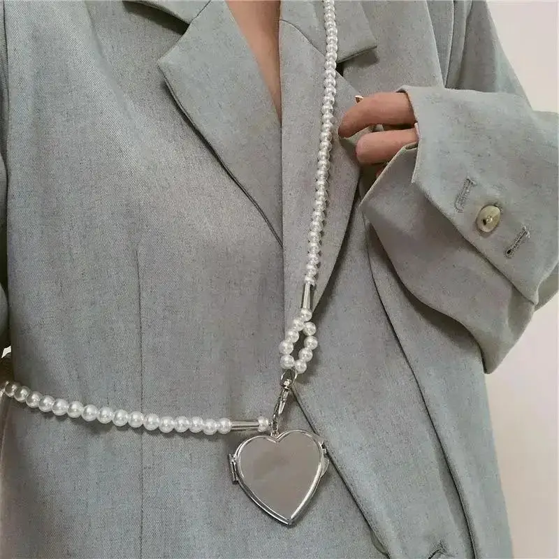 Sweet Style Strap Fashion Pearl Love Waist Chain Leisure Art Style Summer Dress Pendant Decoration Diagonal Straddle Chain
