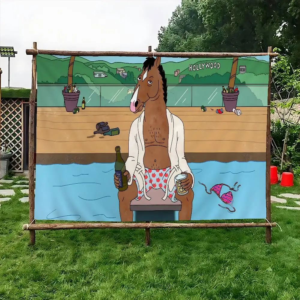 B-BoJack Horsemans Cartoon Flag Wall Hanging Banner Decoration Household Home Decor