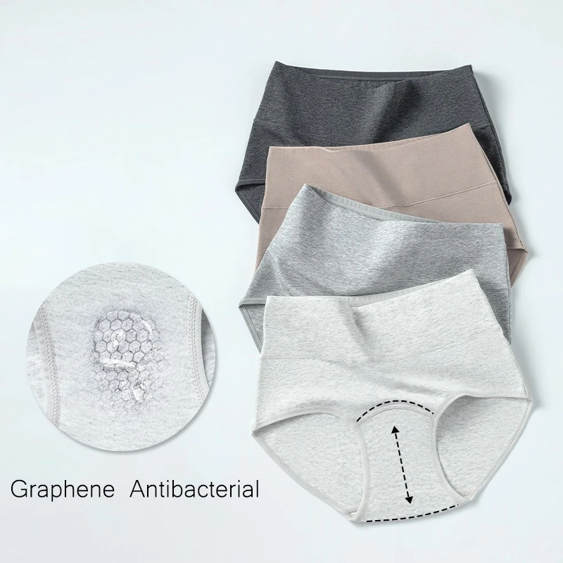 Comfortable High Waisted Cotton Women's Panties with Graphene Antibacterial Crotch,Full Coverage, Breathable and Butt Lifting