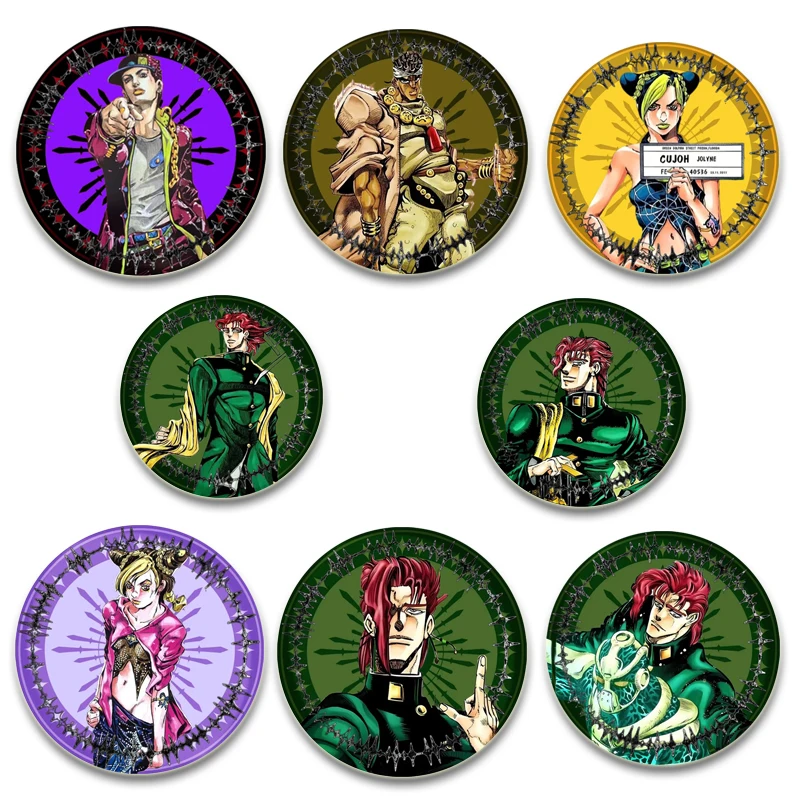 Cartoon Style Anime JoJo's Bizarre Adventure Badge Funny Brooches on Backpack Handmade Round Enamel Pins for Gift Accessory